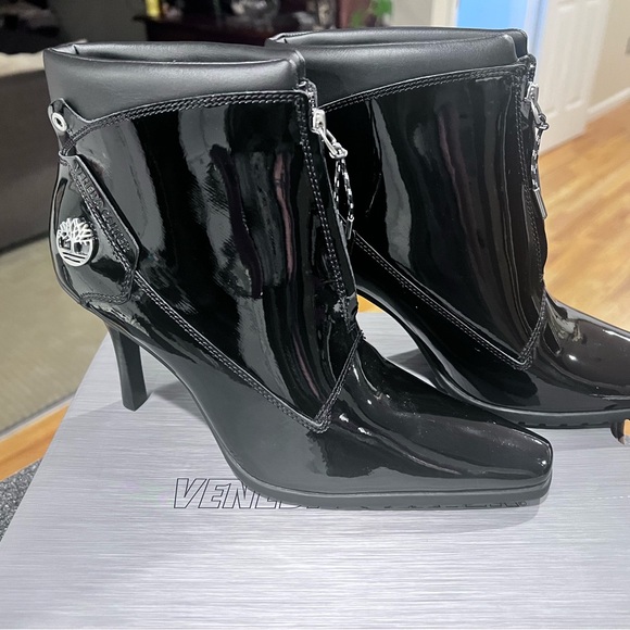 Timberland Women's Glossy Black Heeled Boots Veneda Carter - Picture 6 of 7